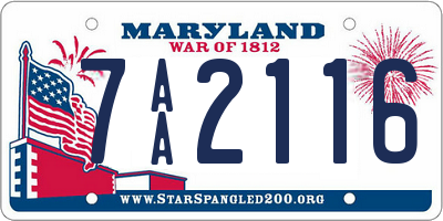 MD license plate 7AA2116