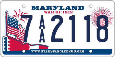 MD license plate 7AA2118