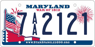 MD license plate 7AA2121