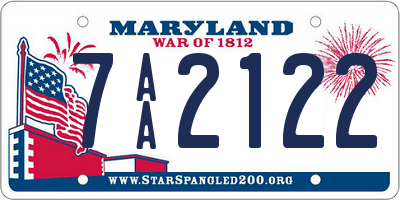 MD license plate 7AA2122