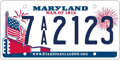 MD license plate 7AA2123