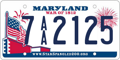 MD license plate 7AA2125