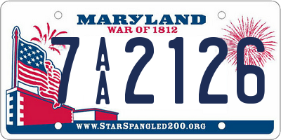 MD license plate 7AA2126