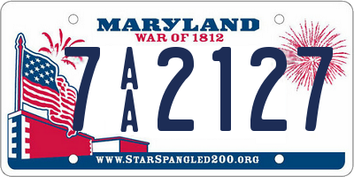 MD license plate 7AA2127