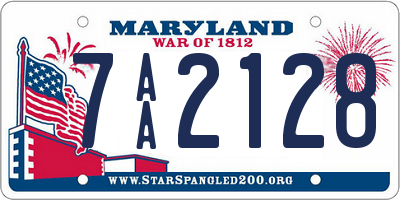 MD license plate 7AA2128