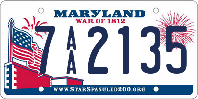 MD license plate 7AA2135