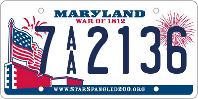 MD license plate 7AA2136