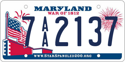 MD license plate 7AA2137