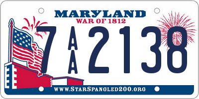 MD license plate 7AA2138