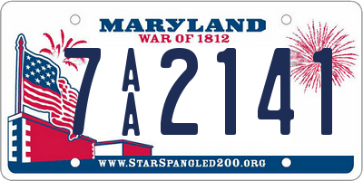 MD license plate 7AA2141