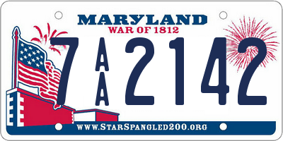 MD license plate 7AA2142