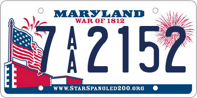 MD license plate 7AA2152