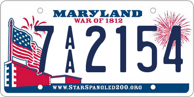 MD license plate 7AA2154