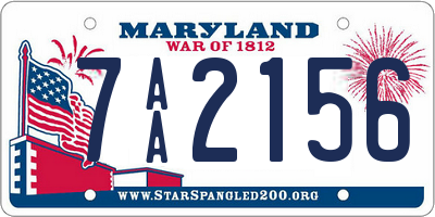 MD license plate 7AA2156