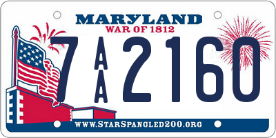 MD license plate 7AA2160