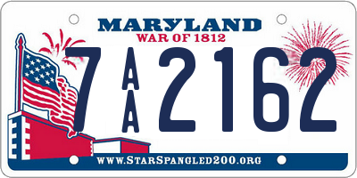 MD license plate 7AA2162