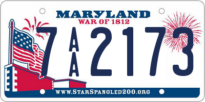 MD license plate 7AA2173