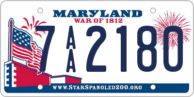 MD license plate 7AA2180