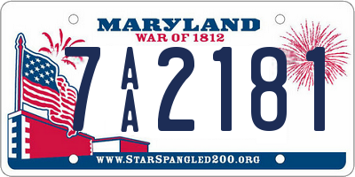 MD license plate 7AA2181