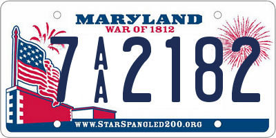 MD license plate 7AA2182