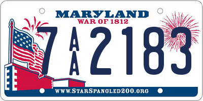 MD license plate 7AA2183