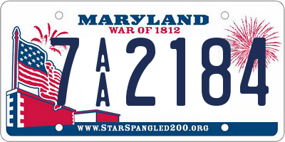 MD license plate 7AA2184