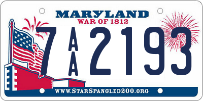 MD license plate 7AA2193