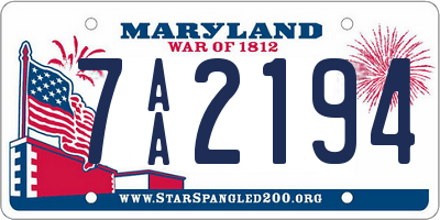 MD license plate 7AA2194