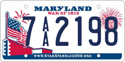 MD license plate 7AA2198