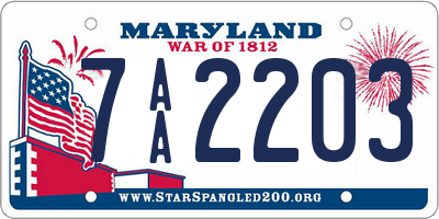 MD license plate 7AA2203