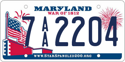 MD license plate 7AA2204