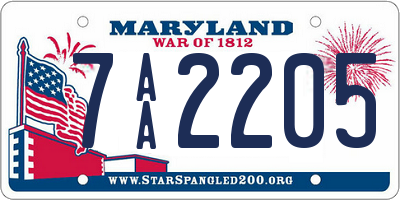 MD license plate 7AA2205