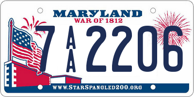 MD license plate 7AA2206