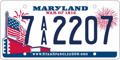 MD license plate 7AA2207