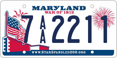 MD license plate 7AA2211