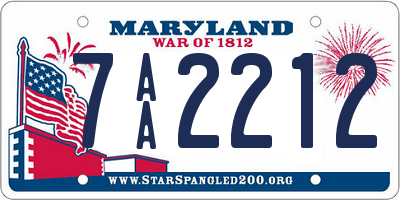 MD license plate 7AA2212