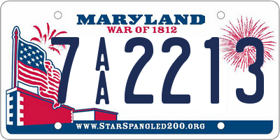 MD license plate 7AA2213