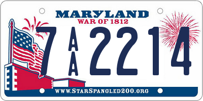 MD license plate 7AA2214