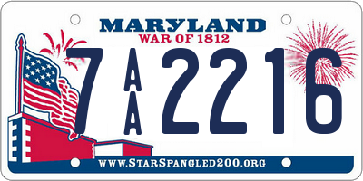 MD license plate 7AA2216