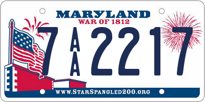 MD license plate 7AA2217