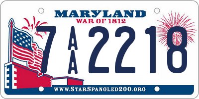 MD license plate 7AA2218