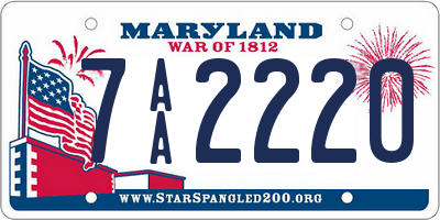 MD license plate 7AA2220