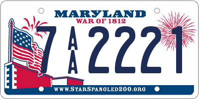 MD license plate 7AA2221