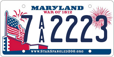 MD license plate 7AA2223