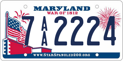 MD license plate 7AA2224