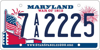 MD license plate 7AA2225