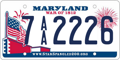 MD license plate 7AA2226