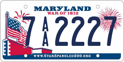 MD license plate 7AA2227