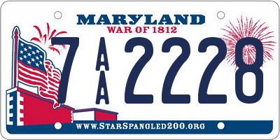 MD license plate 7AA2228