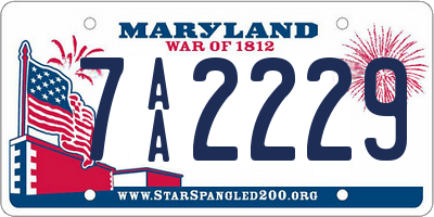 MD license plate 7AA2229